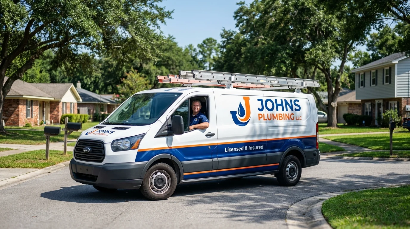 Johns Plumbing LLC service van in Saint Charles, IL