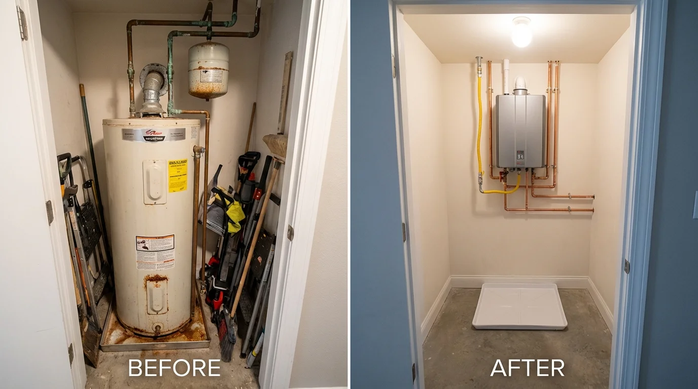 Tank water heater versus wall-mounted tankless unit comparison for Saint Charles, IL homeowners