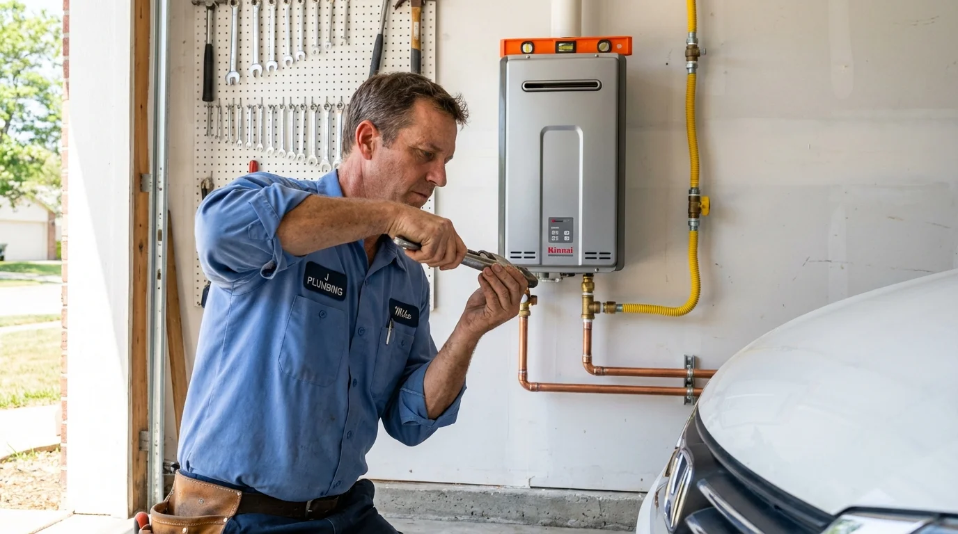Tankless water heater installation by a Johns Plumbing LLC plumber in Saint Charles